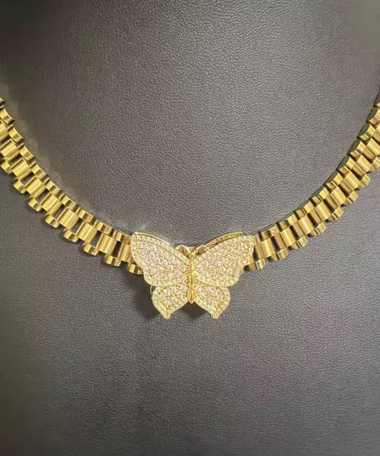 Butterfly Rolex Chain Necklace