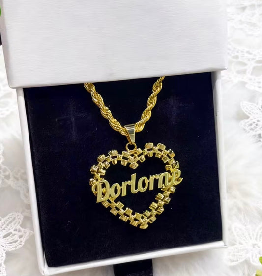 Custom Heart Rope Chain Necklace